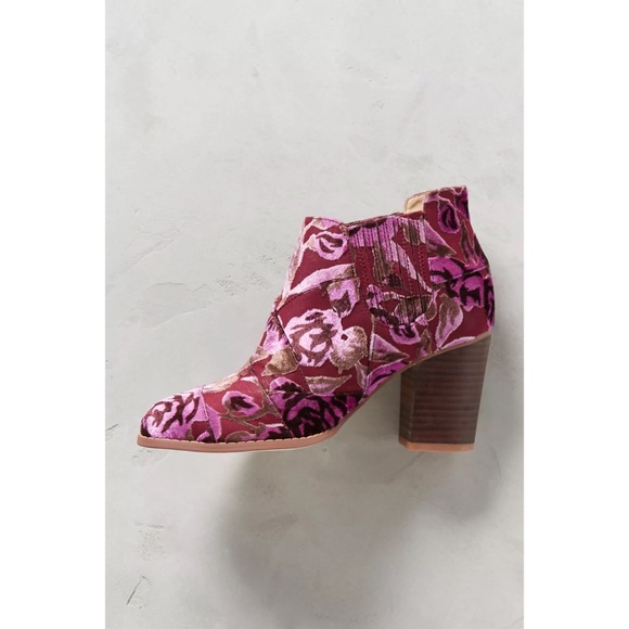 Anthropologie Pink Floral Ankle Boots - Picture 3 of 9